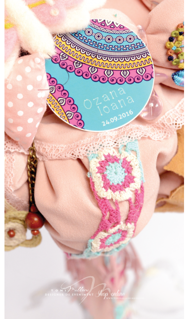 Lumanare de botez pentru fetite hippie, boho style, 65x4cm,  Bohemian  1